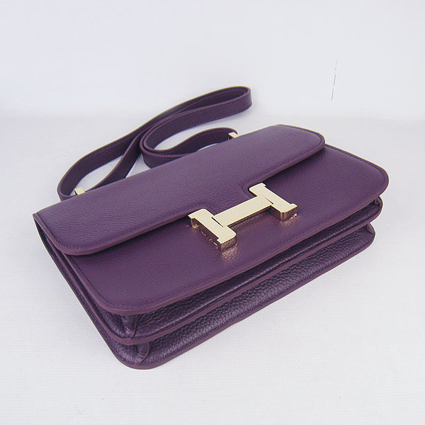 7A Hermes Constance Togo Leather Single Bag Purple Gold Hardware H020